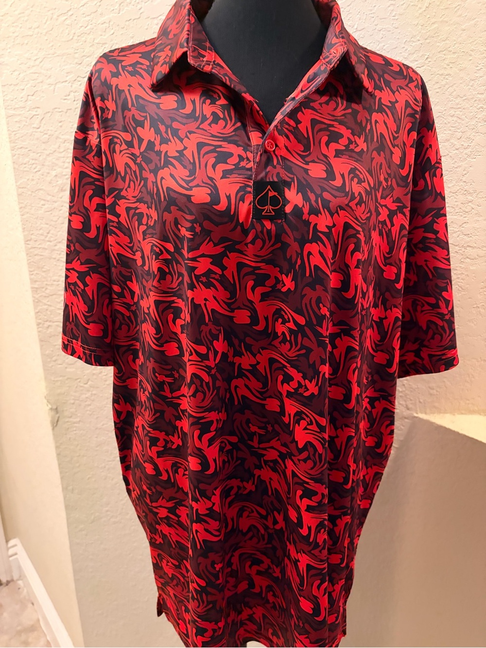 ♠️Red & Black Pins & Aces Polo